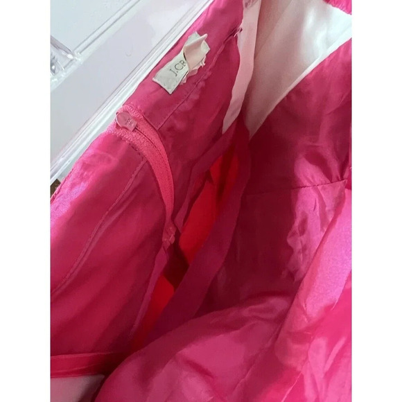 J. Crew Bright Pink Silk Cocktail Mini Dress Women's Sz 8 Barbie Pockets Ruffles - Picture 10 of 16